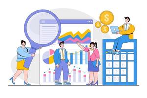 finanziario analisi, progetto gestione, statistiche, attività commerciale strategia e pianificazione, contabilità, mercato ricerca concetto. schema design stile minimo vettore illustrazione per atterraggio pagina