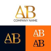 lettera d'oro ab logo design per il tuo marca vettore