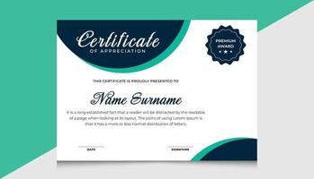 professionale moderno certificato modello per azienda. apprezzamento e realizzazione certificato modello. premio certificato design. vettore