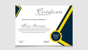 professionale pulito certificato modello. certificato di risultato, apprezzamento, premio, diploma sfondo vettore modello.