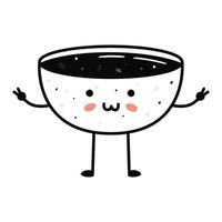 kawaii Sushi portafortuna nel cartone animato stile. carino soia salsa ciotola per menù vettore