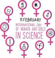 internazionale giorno di donne e ragazze nel scienza vettore illustrazione.