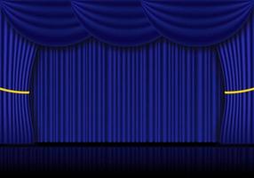 blu tenda musica lirica, cinema o Teatro palcoscenico tende. riflettore su chiuso velluto le tende sfondo. vettore illustrazione