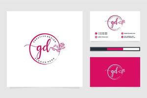 iniziale gd femminile logo collezioni e attività commerciale carta templat premio vettore