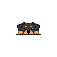 carino rottweiler cucciolo sbirciando cartone animato, vettore illustrazione