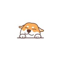 carino shiba inu cane sbirciando cartone animato, vettore illustrazione