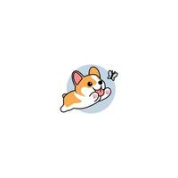 carino pembroke gallese corgi cane giocando con farfalla cartone animato, vettore illustrazione