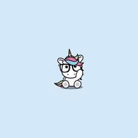 carino unicorno con grande bicchieri cartone animato, vettore illustrazione