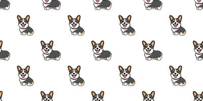 carino corgi tricolore cane cartone animato senza soluzione di continuità modello, vettore illustrazione