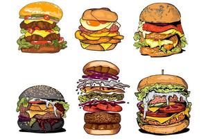 hamburger vettore impostato collezione grafico clipart design