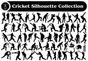 cricket giocatore scommesse e soffiaggio silhouette vettore