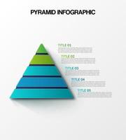 piramide Infografica modello vettore con 5 liste, opzioni, e livelli diagramma. disposizione elemento per presentazione, striscione, opuscolo, eccetera. vettore attività commerciale modello per presentazione.