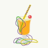 mardi gras cocktail nel un' bicchiere bicchiere. vettore illustrazione su un' bianca sfondo. piatto stile.