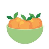 arance frutta fresca sulla ciotola, in uno sfondo bianco vettore