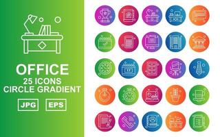 25 pacchetto di icone gradiente cerchio ufficio premium vettore