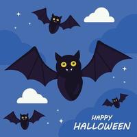 felice halloween con pipistrelli cartoni animati disegno vettoriale