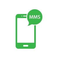 eps10 verde vettore smartphone mms astratto icona o logo isolato su bianca sfondo. mobile mms simbolo nel un' semplice piatto di moda moderno stile per il tuo sito web disegno, e mobile App