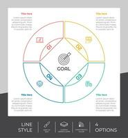 cerchio opzione Infografica vettore design con 4 opzioni colorato stile per presentazione scopo.linea opzione Infografica può essere Usato per attività commerciale e marketing
