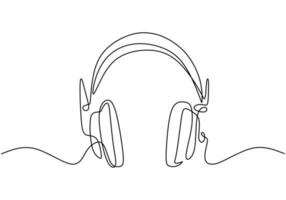 un disegno a tratteggio del dispositivo di altoparlante per cuffie gadget linea continua art design isolato su sfondo bianco. vettore