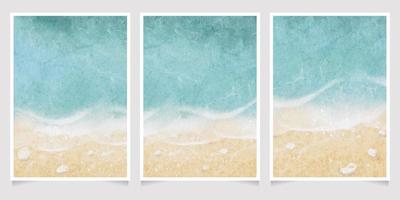 astratto sciolto blu e sabbia spiaggia acquerello sfondo per il layout del modello di carta di invito a nozze 5x7 verticale