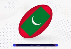 Rugby palla con il bandiera di Maldive su esso. attrezzatura per Rugby squadra di Maldive. vettore