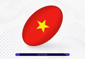 Rugby palla con il bandiera di Vietnam su esso. attrezzatura per Rugby squadra di Vietnam. vettore