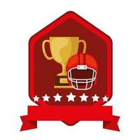 emblema con trofeo Coppa e casco da football americano vettore