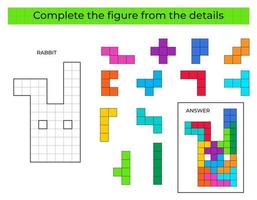 puzzle gioco con coniglio. colorato dettagli per bambini. completare figura. formazione scolastica gioco per bambini, prescolastico foglio di lavoro attività. puzzle gioco. vettore illustrazione.