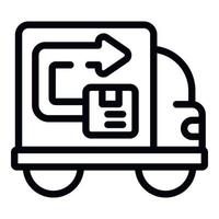 camion ritorno Prodotto icona schema vettore. scatola spedizione