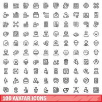 100 icone avatar impostate, stile contorno vettore