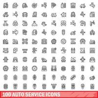 100 auto servizio icone impostare, schema stile vettore
