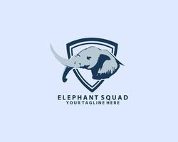 elefante portafortuna logo design vettore con moderno illustrazione concetto stile per distintivo, emblema e maglietta stampa. elefante testa nel scudo per il esports squadra