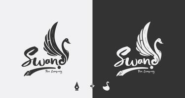 logo design con elegante cigno e penna concetto vettore