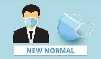 nuovo normale, maschera medica, covid-19, protezione dalle malattie vettore