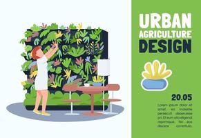 modello di vettore piatto di banner di progettazione di agricoltura urbana