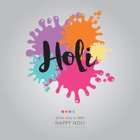 Lettering Holi con macchie di colore vettore