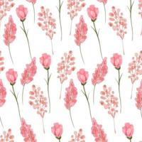 modello senza cuciture floreale botanico rosa dell'acquerello vettore