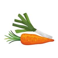 carota fresca con porro icona isolata di verdure vettore
