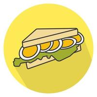 piatto vettore colore icona un uovo Sandwich su un' il giro giallo sfondi