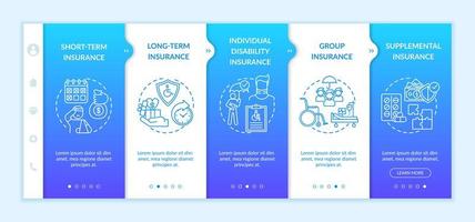 tipi di assicurazione invalidità onboarding template vettoriale