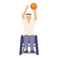 Disabilitato pallacanestro sport icona cartone animato vettore. sedia a rotelle fisico vettore