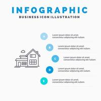 casa Casa edificio appartamento linea icona con 5 passaggi presentazione infografica sfondo vettore