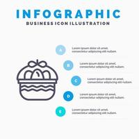 cestino Pasqua uovo natura linea icona con 5 passaggi presentazione infografica sfondo vettore