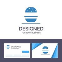 creativo attività commerciale carta e logo modello hamburger mangiare americano Stati Uniti d'America vettore illustrazione