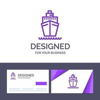 creativo attività commerciale carta e logo modello barca nave trasporto nave vettore illustrazione