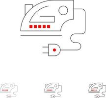 elettrico casa ferro macchina grassetto e magro nero linea icona impostato vettore