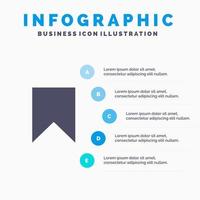 bandiera instagram interfaccia Salva etichetta solido icona infografica 5 passaggi presentazione sfondo vettore