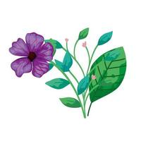 simpatico fiore viola con rami e foglie vettore