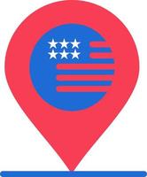americano Posizione carta geografica cartello piatto colore icona vettore icona bandiera modello