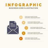 testo posta ufficio matita solido icona infografica 5 passaggi presentazione sfondo vettore